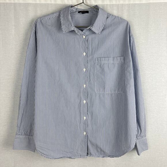 Quince Tops - Quince Top Organic Cotton Poplin Boyfriend Shirt Striped Nautical Old Money
